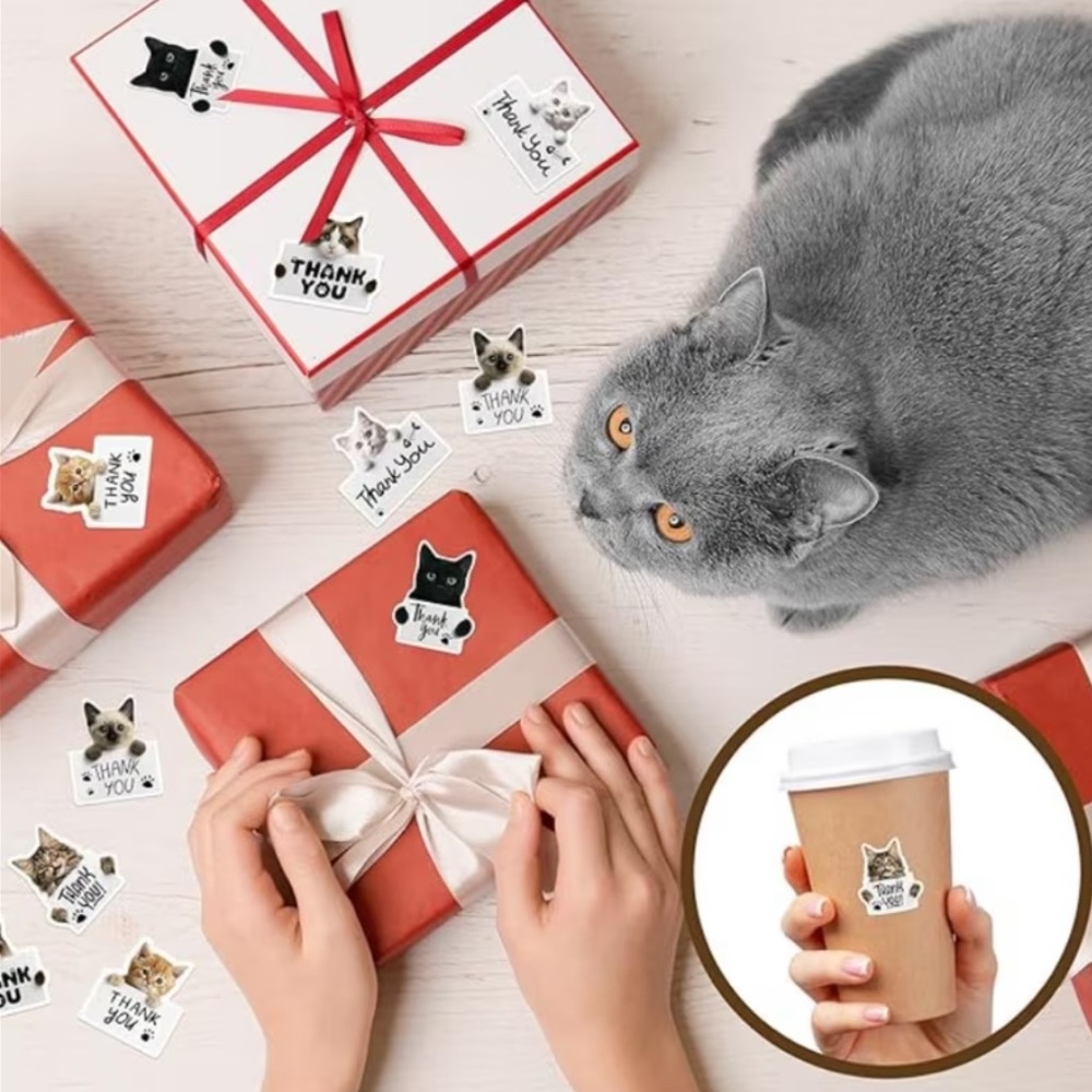 Cute Cat Thank You Stickers (Assorted Cat Faces), 500 stickers - Picture 4 of 8